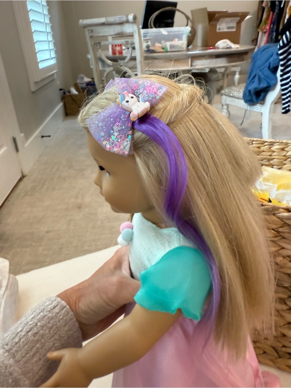 Kids Roller Skate Doll in Pink & Teal Dress - Picture 7 of 11